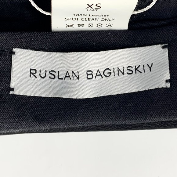Ruslan Baginskiy Black Leather Navy Cap Beret Style XS 100% Leather Made In Ukra